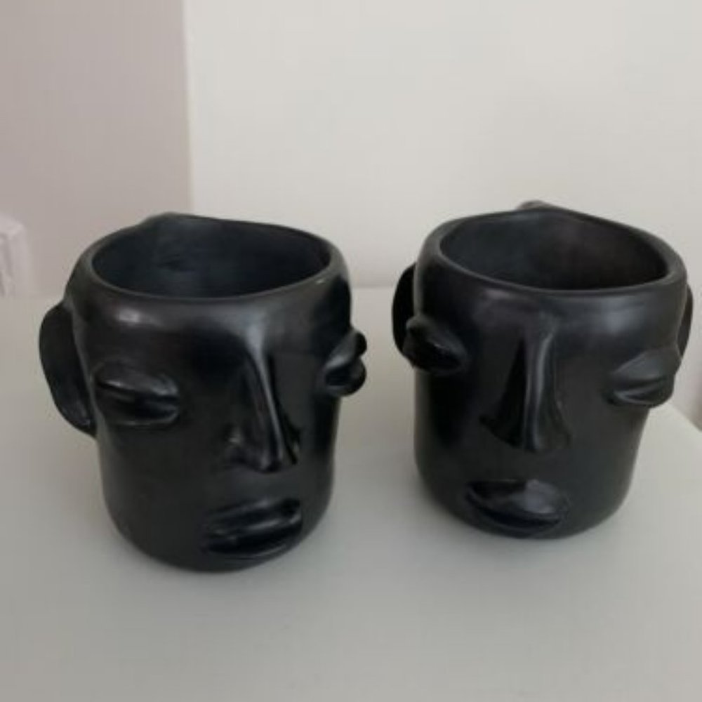 Oaxaca Mexico Set of 2 Black Clay Mugs
